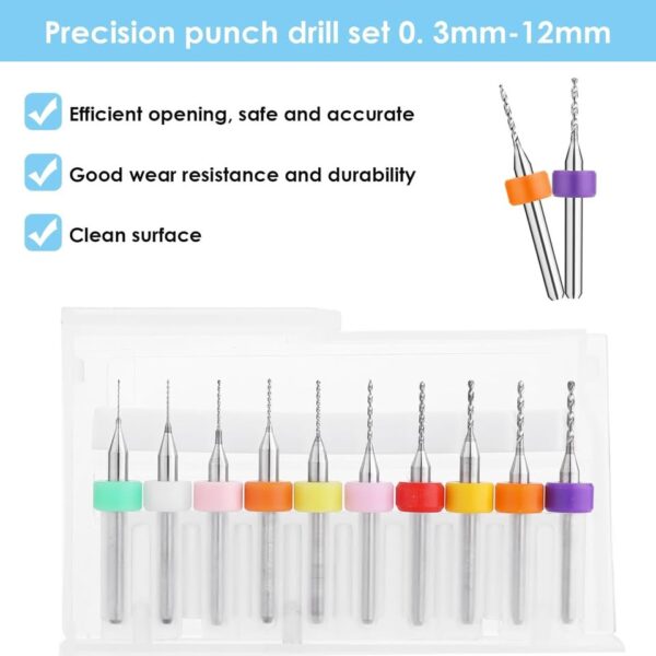 MICRO BROCAS PCB ACERO TUNGSTENO PARA CNC DREMEL MOTOTOOL 10 PCs - Imagen 2