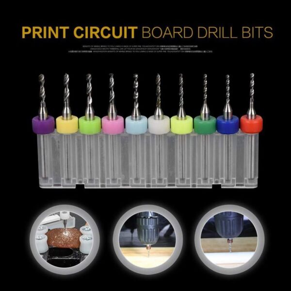 MICRO BROCAS PCB ACERO TUNGSTENO PARA CNC DREMEL MOTOTOOL 10 PCs - Imagen 3