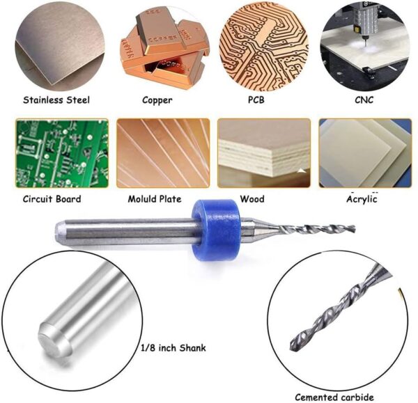 MICRO BROCAS PCB ACERO TUNGSTENO PARA CNC DREMEL MOTOTOOL 10 PCs - Imagen 5