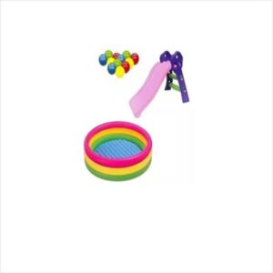 Piscina 114cm Rodadero de Niña 100 Pelotas Y Con Inflador Manual