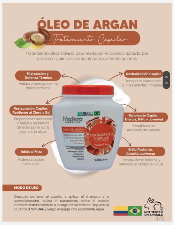 Tratamiento capilar Oleo de Argan Hedera Cosmeticos