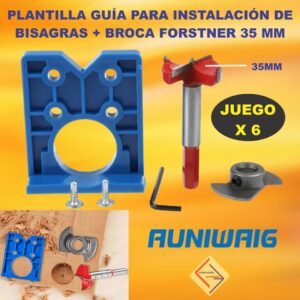 PLANTILLA GUÍA PARA INSTALACIÓN DE BISAGRAS CON BROCA FORSTNER 6 PCs