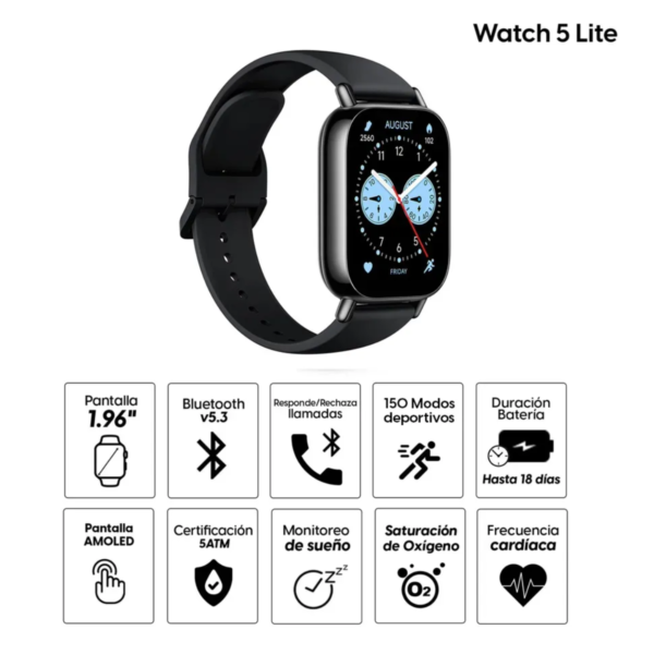 Reloj Inteligente RedmiI Watch 5 Lite Negro - Imagen 2