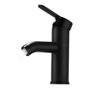 Grifería Baño Acero Inoxidable Negro Mate Monomando Redondo