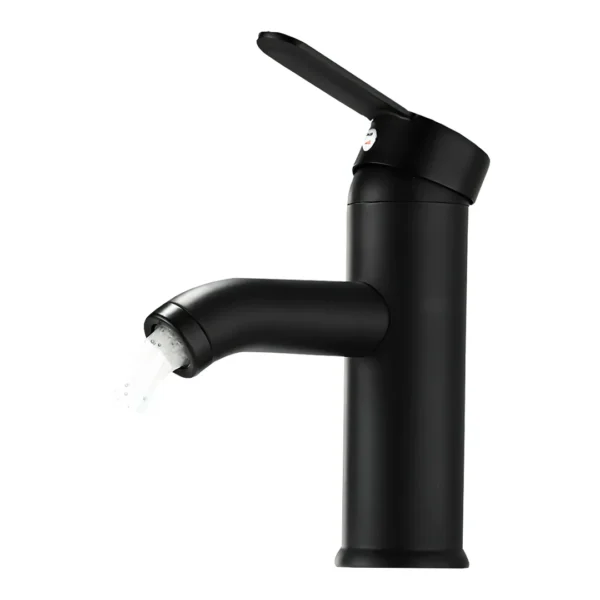 Grifería Baño Acero Inoxidable Negro Mate Monomando Redondo