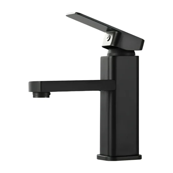 Grifería Baño Acero Inoxidable Negro Mate Monomando Cuadrado