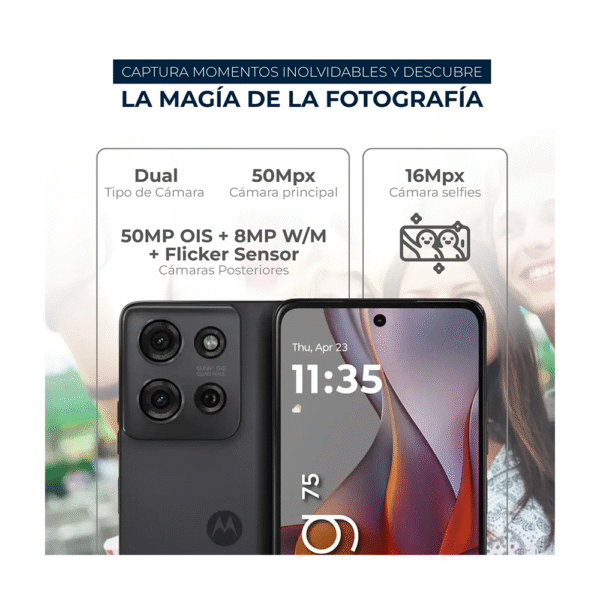 Celular Moto G75 5G 256 Almacenamiento 8 y 8 Ram Gris - Imagen 3