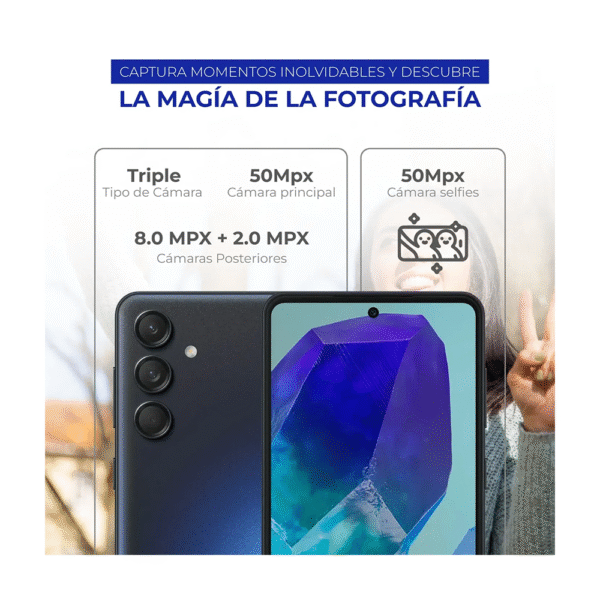 Celular Samsung Galaxy M55 5G 256 Almacenamiento 8 Ram Negro - Imagen 3