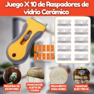 JUEGO RASPADORES DE LIMPIEZA VIDRIO CERÁMICO 10 PCs AJUSTABLE RETRÁCTIL