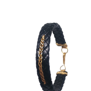 Pulsera Tejido de Oro en Cuero Sintético