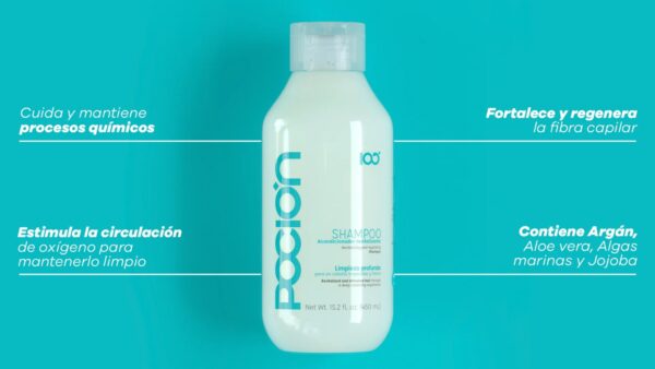 Shampoo La Poción 450 ml con Argán Aloe Vera y Jojoba - Imagen 2