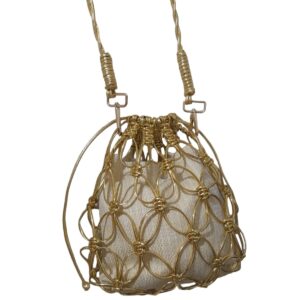 Bolso Dorado Macrame Tula Flor