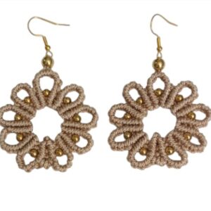 Aretes Flores Macramé Beige