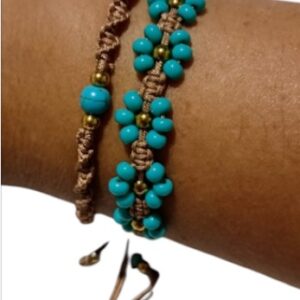 Set manillas flor azul