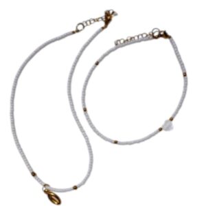 Set choker y tobillera blanco