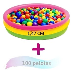 Piscina 147 X 33cm 100 Pelotas e Inflador Combo Coloreado de Verano