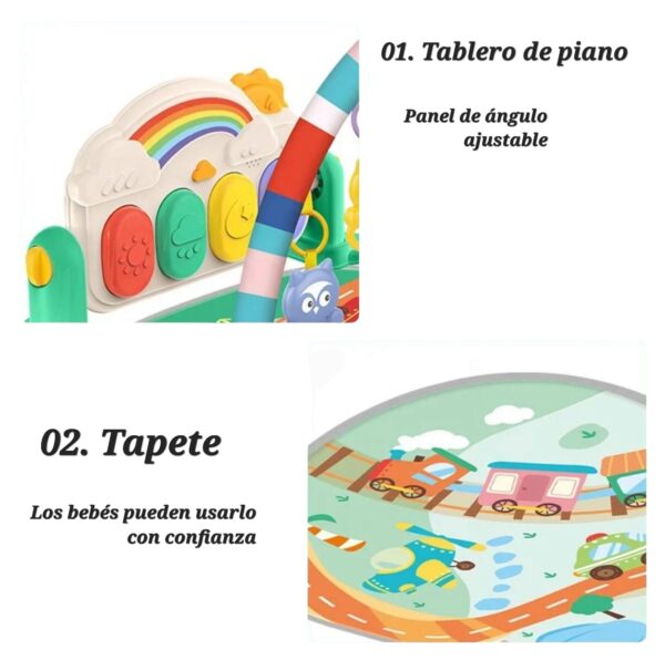 Gimnasio tapete piano musical estimulacion bebes diseño tren - Imagen 4