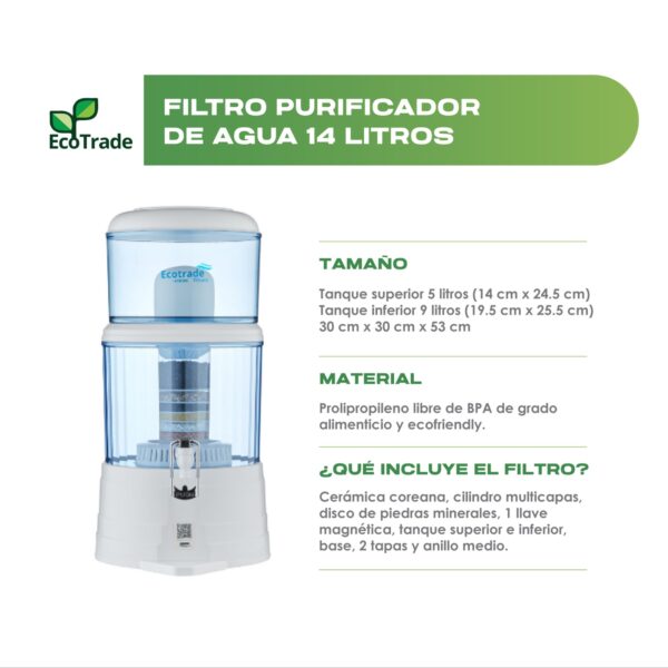 Filtro Purificador De Agua 14 Litros Ecotrade Filters - Imagen 2