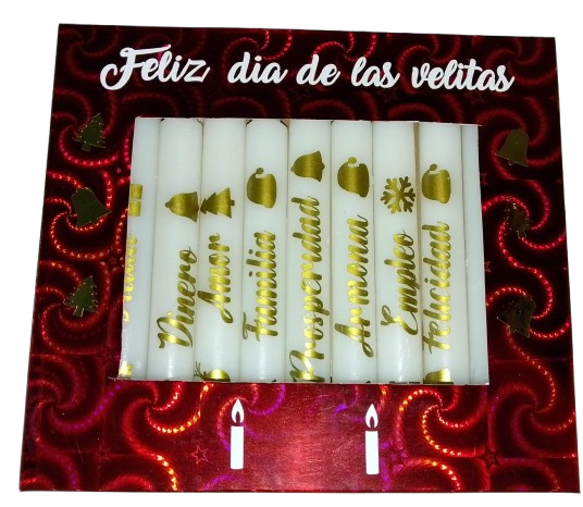 Velas de Navidad x 10 Unidades con Diseños y Frases de propisitos y deseos - Imagen 2