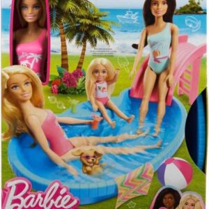Barbie Piscina Familiar con Munecas y Tobogan