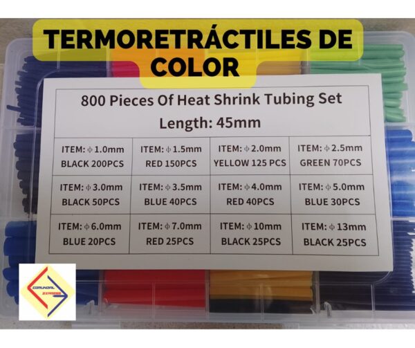 KIT 800 TUBOS TERMORRETRÁCTIL AISLAMIENTO DE CABLE DE ALAMBRE DE CONEXIÓN CAJA ALMACENAMIENTO - Imagen 3