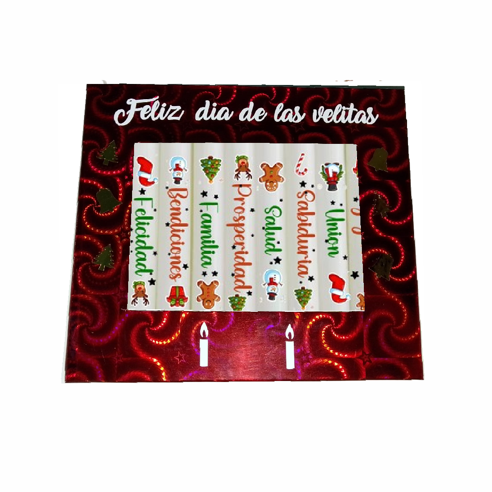 Velas de Navidad x 10 Unidades con Diseños y Frases de propisitos y deseos - Imagen 2